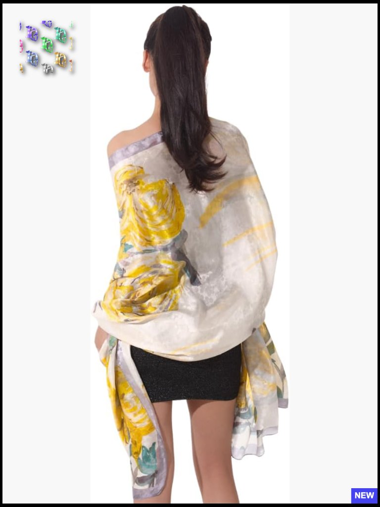 Oversized Silk Scarf Shawl Wrap Elegant Jacquard Floral Minimal Chic